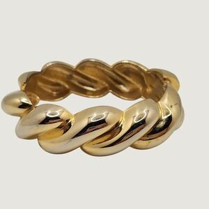 Vintage Chunky Twisted Clamper Bracelet Bold Power Dressing 6.5in 1980s